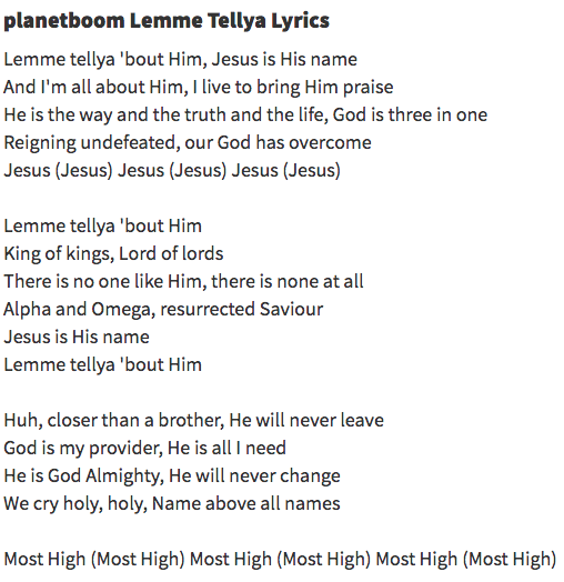 planetboom – Greatest In The World (Live) Lyrics